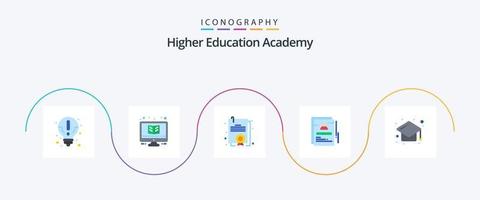 academie vlak 5 icoon pak inclusief kap. leerling. monitor. personeel. bladzijde vector