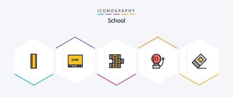 school- 25 gevulde lijn icoon pak inclusief . . bibliotheek. stationair. onderwijs vector