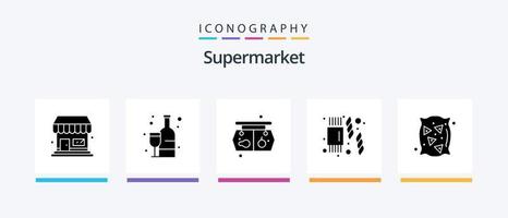 supermarkt glyph 5 icoon pak inclusief tarwe. meel. supermarkt. tas. zoet. creatief pictogrammen ontwerp vector