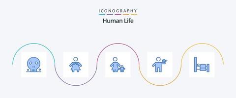 menselijk blauw 5 icoon pak inclusief bed. moordenaar. familie. schutter. geweer vector