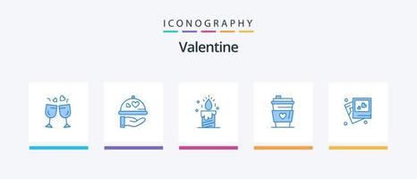 Valentijn blauw 5 icoon pak inclusief liefde. bruiloft. kaars. liefde. glas. creatief pictogrammen ontwerp vector