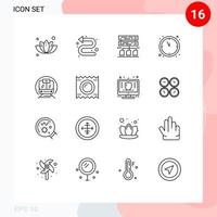 mobiel koppel schets reeks van 16 pictogrammen van openbaar vervoer backup snelheid trein countdown bewerkbare vector ontwerp elementen