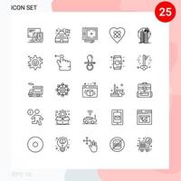 25 lijn concept voor websites mobiel en apps technologie gebouw ontwerp lap genezen bewerkbare vector ontwerp elementen