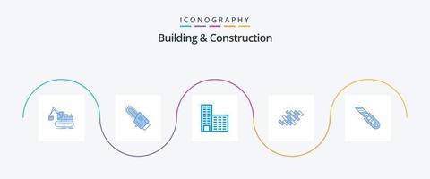 gebouw en bouw blauw 5 icoon pak inclusief hulpmiddel. bouw. architectuur. blok. reparatie vector