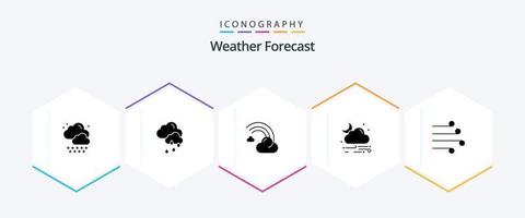 weer 25 glyph icoon pak inclusief klimaat. lucht. voorspelling. het weer. wolk vector