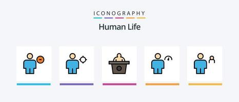 menselijk lijn gevulde 5 icoon pak inclusief menselijk. avatar. oog. tillen. lift. creatief pictogrammen ontwerp vector