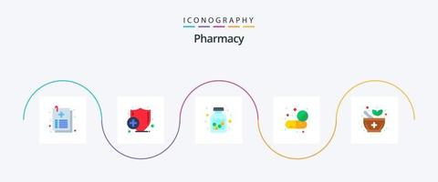 apotheek vlak 5 icoon pak inclusief signalering. geneesmiddel. medicatie. tablet. geneeskunde vector