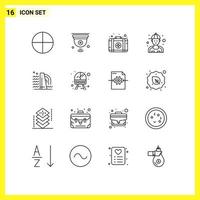 schets pak van 16 universeel symbolen van fabriek gebouw steun reparatie monteur bewerkbare vector ontwerp elementen