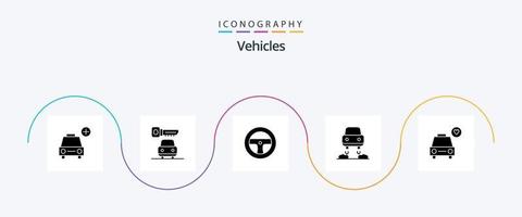 voertuigen glyph 5 icoon pak inclusief . hart. voertuigen. liefde. toekomst vector