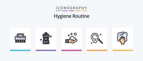 hygiëne routine- lijn gevulde 5 icoon pak inclusief badkamer. hand. schoonmaak. droger. badkamer. creatief pictogrammen ontwerp vector