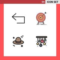 universeel icoon symbolen groep van 4 modern gevulde lijn vlak kleuren van pijl hoed antwoord markt Canada bewerkbare vector ontwerp elementen