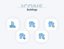 gebouwen blauw icoon pak 5 icoon ontwerp. compleet. gebouwen. beschermen. veiligheid. badmeester vector