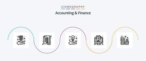 accounting en financiën lijn 5 icoon pak inclusief contant geld. financiën. boekhouding. coachen. creatief idee vector