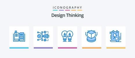 ontwerp denken blauw 5 icoon pak inclusief kubus. 3d. digitaal. licht. oplossing. creatief pictogrammen ontwerp vector