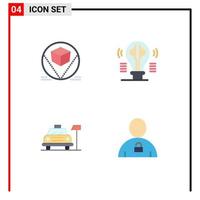 4 vlak icoon concept voor websites mobiel en apps doos auto leveren inhoud hotel bewerkbare vector ontwerp elementen