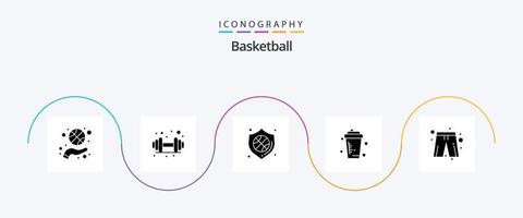 basketbal glyph 5 icoon pak inclusief lap. sap. bescherming. drankje. basketbal vector