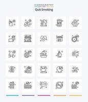 creatief stoppen roken 25 schets icoon pak zo net zo medisch. mobiel app. roken. stoppen roken. verboden vector