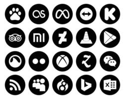 20 sociaal media icoon pak inclusief xbox grooveshark xiaomi apps speler vector