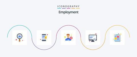 werk vlak 5 icoon pak inclusief na. advertentie. medewerker. werk. schema vector