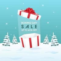 tweede kerstdag verkoop op winter achtergrond voor reclame of promotie concept. vector