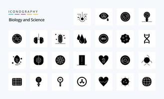 25 biologie solide glyph icoon pak vector