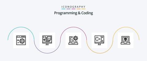 programmering en codering lijn 5 icoon pak inclusief ontwikkeling. codering. ontwikkeling. programmeren. ontwikkelen vector