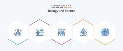 biologie 25 blauw icoon pak inclusief laboratorium. fabriek. groeien. motivatie. kennis vector