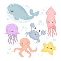 schattige zeedieren illustratie in aquarel vector