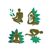 yoga meditatie gezondheid lotus spa illustratie sjabloon set vector