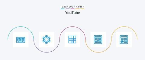 youtube blauw 5 icoon pak inclusief wereldbol. eenvoudig. menu. afbeelding. eenvoudig vector