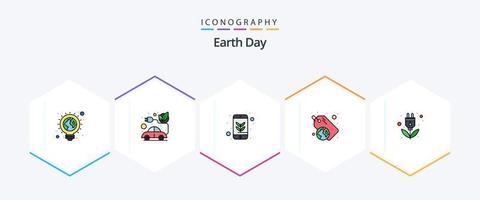aarde dag 25 gevulde lijn icoon pak inclusief ecologie. recyclen. groente. plastic. mobiel vector