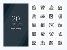 20 ontwerp denken schets icoon voor presentatie vector