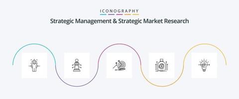 strategisch beheer en strategisch markt Onderzoek lijn 5 icoon pak inclusief lening. dollar. spel. geld. focus vector