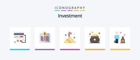 investering vlak 5 icoon pak inclusief bedrijf. opslaan. investering. geld. verzekering. creatief pictogrammen ontwerp vector