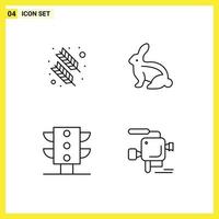 reeks van 4 modern ui pictogrammen symbolen tekens voor veer kaarten quinn veer Pasen konijn camera bewerkbare vector ontwerp elementen