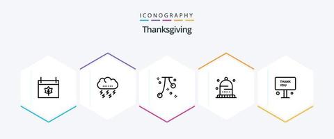 bedankt geven 25 lijn icoon pak inclusief winter. hoed. donder. herfst. vallen vector