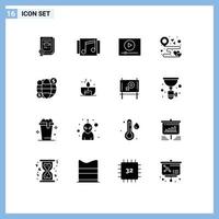 voorraad vector icoon pak van 16 lijn tekens en symbolen voor partij liefde liedjes plaats afzet bewerkbare vector ontwerp elementen