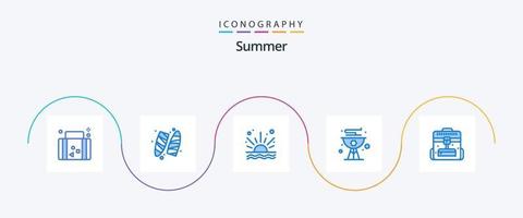 zomer blauw 5 icoon pak inclusief zomer. voedsel. surfen. koken. strand vector