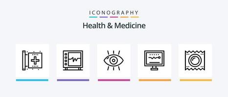 Gezondheid en geneeskunde lijn 5 icoon pak inclusief document. hulp. het formulier. geneesmiddel. Gezondheid. creatief pictogrammen ontwerp vector