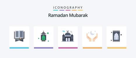 Ramadan vlak 5 icoon pak inclusief tapijt. tapijt. maan. eid. maan. creatief pictogrammen ontwerp vector