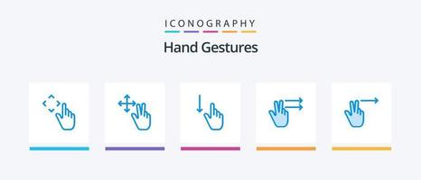 hand- gebaren blauw 5 icoon pak inclusief . vinger. Rechtsaf. vingers. creatief pictogrammen ontwerp vector