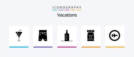 vakanties glyph 5 icoon pak inclusief geneesmiddel. strand . kort . drankje. creatief pictogrammen ontwerp vector