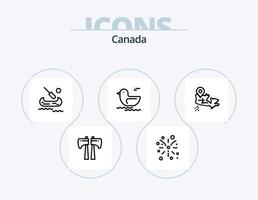 Canada lijn icoon pak 5 icoon ontwerp. Canada. lofzang. alpine. spreker. Scandinavië vector