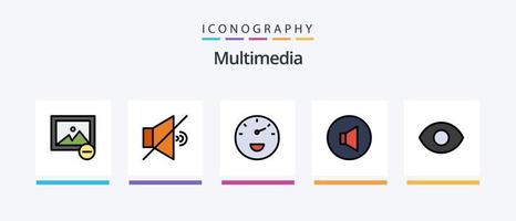 multimedia lijn gevulde 5 icoon pak inclusief . volume. muur. foto. creatief pictogrammen ontwerp vector