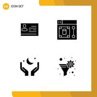 reeks van 4 modern ui pictogrammen symbolen tekens voor licentie naar werk bidden identiteit kaart ontwerp maan bewerkbare vector ontwerp elementen