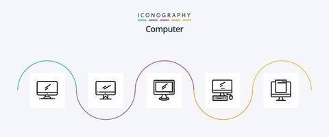 computer lijn 5 icoon pak inclusief . imac. vector