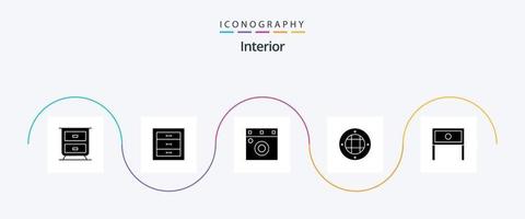 interieur glyph 5 icoon pak inclusief tafel. huishouden. garderobe. huis. buitenshuis vector