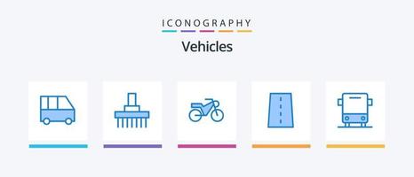 voertuigen blauw 5 icoon pak inclusief auto. weg. tractor. pad. infrastructuur. creatief pictogrammen ontwerp vector