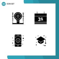 universeel icoon symbolen groep van 4 modern solide glyphs van bepalen toezicht houden op generatie datum terug naar school- bewerkbare vector ontwerp elementen