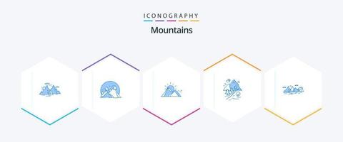 bergen 25 blauw icoon pak inclusief landschap. berg. berg. natuur. heuvel vector